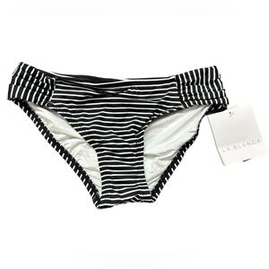 LA BLANCA women’s black & white hipster swim bottoms size 2 style AS3943 NWT
